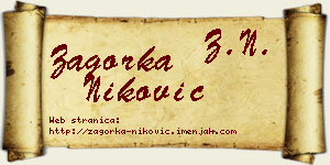 Zagorka Niković vizit kartica